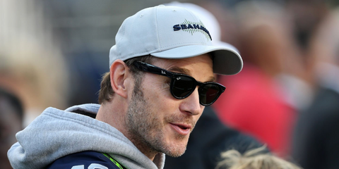 Chris Pratt was seen wearing black Ray-Ban Meta Headliner Gen 2 RW4013 601/71 Smart Glasses at the Super Bowl LX in San Francisco, February 2026.