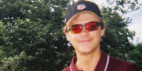 Actor Christopher Briney was seen wearing black Oakley Flak 2.0 Xl OO9188 91 Prizm sunglasses 