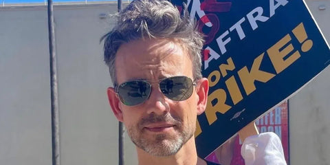 Christopher Gorham was seen wearing ruthenium Ray-Ban Cockpit 3362 004/58 Polarised sunglasses while participating in the 2023 SAG-AFTRA strike.