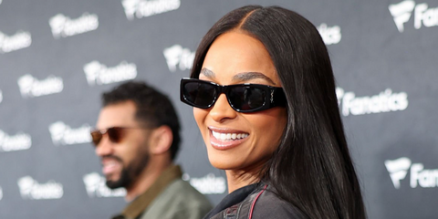 Ciara was seen wearing black Saint Laurent SL M140/F 001 sunglasses at Michael Rubin's Super Bowl LX party in San Francisco, February 2026.