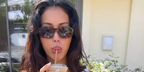 Dutch-Spanish model Cindy Kimberly was seen wearing tortoiseshell Prada PR 17WS VAU2Z1 sunglasses with brown lenses in her Instagram story. Shop online now on Pretavoir