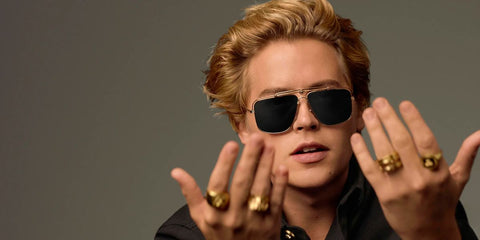 Cole Sprouse stars Versace eyewear campaign wearing Versace 2242 1002/87 Sunglasses