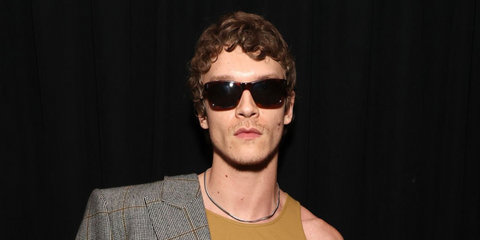 Connor Storrie was seen wearing tortoiseshell Saint Laurent Sun SL 83 002 sunglasses at the Saint Laurent Grammy Awards 2026 after party.