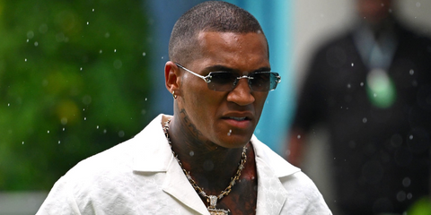 Professional boxer Conor Benn was seen wearing silver Cartier CT0563S 001 Blue & Beyond sunglasses with clear to blue photochromic lenses at the F1 Miami Grand Prix 2025