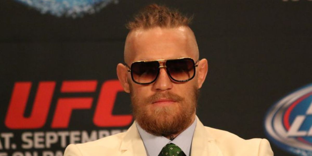Conor McGregor was seen wearing Dita Mach One DRX 2030 B - Gold & Black sunglasses in a UFC press conference