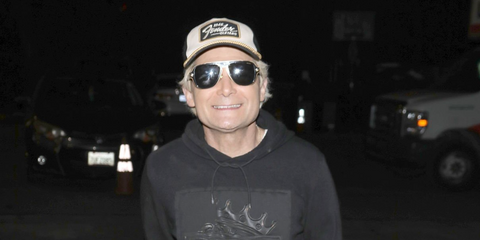 Actor and singer Corey Feldman was seen wearing black and gold Versace Medusa Charm 2199 1002/81 Polarised sunglasses in Los Angeles, December 2025.