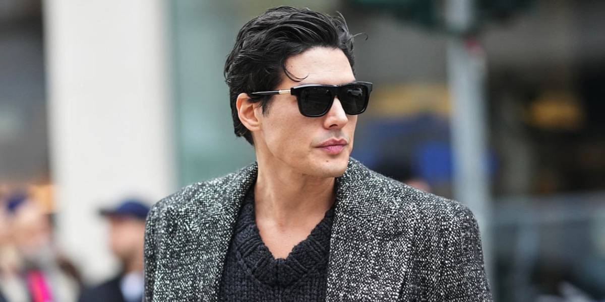 Italian actor Cristiano Caccamo was seen wearing black and gold Dolce&Gabbana DG4521 501/1 sunglasses at the Dolce & Gabbana Menswear Fall/Winter 2026 during Milan Men's Fashion Week.