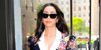 Cristin Milioti was seen wearing black Oliver Peoples Avelin OV5541SU 1005/P2 Polarised cat eye sunglasses in New York City, August 2025. Shop online now on Pretavoir