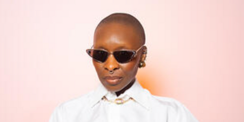 Cynthia Erivo, of Wicked, wears Jimmy Choo JC4001B 3004/87 sunglasses at the Jimmy Choo Eyewear Party 2024 - buy online.