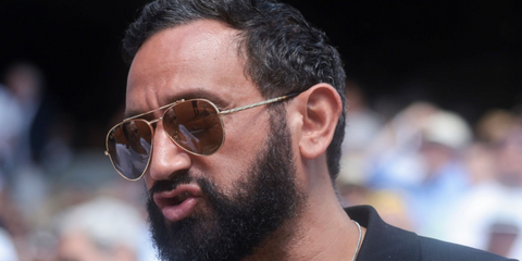 French television presenter Cyril Hanouna was seen wearing gold Ray-Ban New Aviator RB 3625 9196/G5 sunglasses with brown and silver Polarised mirror lenses on the final day of 2024 French Open