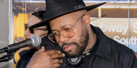 DJ and record producer D-Nice was seen wearing transparent Saint Laurent SL 545 002 aviator sunglasses during the Skip Day Houston MLK Day Bunch Edition in Texas, January 2026.