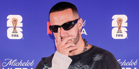 DJ Snake was seen wearing black Givenchy GV Day GV40116I 01A sunglasses at the FIFA World Cup 2026 Final Party at The Standard Biergarten in New York City.
