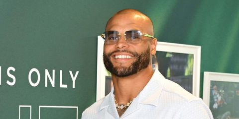 Dallas Cowboys quarterback Dak Prescott was seen wearing gold Dita Meta Evo One DTS 147 01 rimless sunglasses with grey gradient lenses at the Wimbledon Tennis Championships 2025. Shop online now on Pretavoir