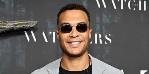 American former athlete and The Bachelor star Dale Moss was seen wearing gunmetal Ray-Ban Octagonal RB 3556N 004/71 sunglasses with grey gradient lenses at the world premiere of "The Watchers" in New York City, June 2024. Shop online now on Pretavoir