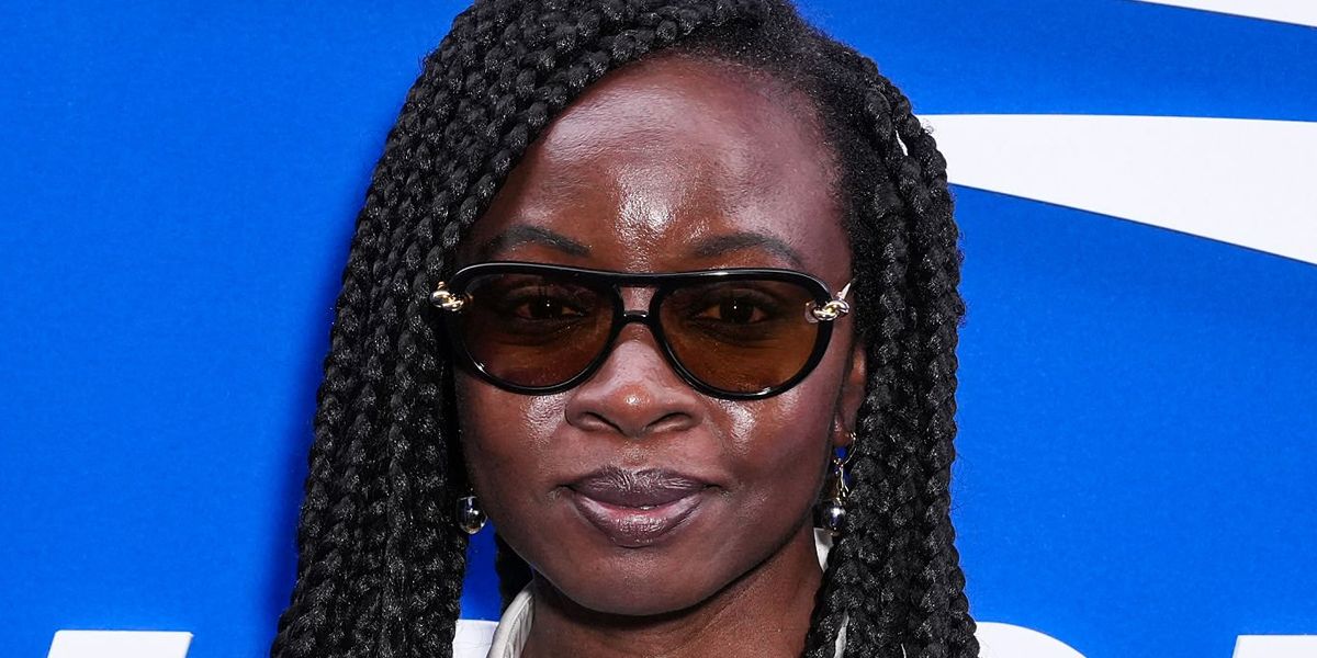 Danai Gurira was seen wearing black Bottega Veneta BV1418S 001 Knot sunglasses with yellow lenses on the Day Three of US Open 2026.