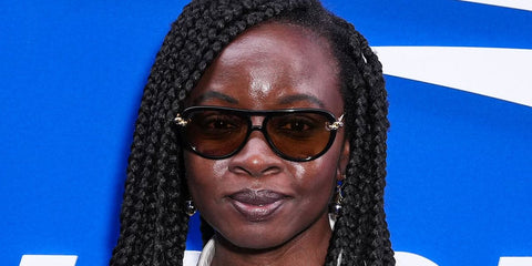 Danai Gurira was seen wearing black Bottega Veneta BV1418S 001 Knot sunglasses with yellow lenses on the Day Three of US Open 2026.
