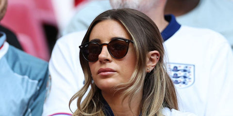 Dani Dyer at the 2024 Euros watching England wearing Ray-Ban 2180 710/73 Brown Havana Round Sunglasses