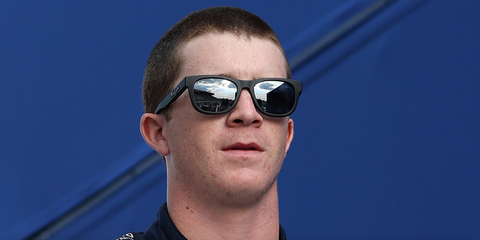 Racing driver Daniel Dye was seen wearing matte black Maui Jim Kaulike 687-02 / MJ0687S 001 sunglasses at the NASCAR Xfinity Series Focused Health 250 in Hampton, Georgia, June 2025.