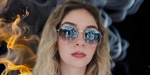Mexican musician Daniela Villarreal of The Warning band was seen wearing silver Ray-Ban Jack RB 3565 003/3F sunglasses with blue gradient lenses in a social media post.
