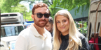 Actor Daryl Sabara, pictured with wife Meghan Trainor was seen wearing black Tom Ford Alasdhair TF526 02A sunglasses outside "The View" studio in New York City, April 2023.
