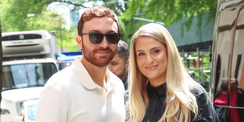 Actor Daryl Sabara, pictured with wife Meghan Trainor was seen wearing black Tom Ford Alasdhair TF526 02A sunglasses outside "The View" studio in New York City, April 2023.