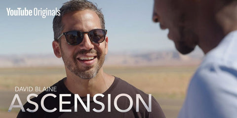 David Blaine was seen wearing black Oliver Peoples Finley 1993 Sun OV5491SU 1731/53 sunglasses with brown cognac lenses in his YouTube Originals show Ascension