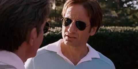 Actor David Duchovny was seen wearing the iconic Ray-Ban Aviator 3025 L0205 Gold/G15 Green sunglasses in 2009 movie "The Joneses" as Steve Jones. Shop online now on Pretavoir