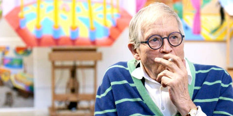 David Hockney was seen wearing Cutler and Gross 1396 03 Russian Blue round glasses