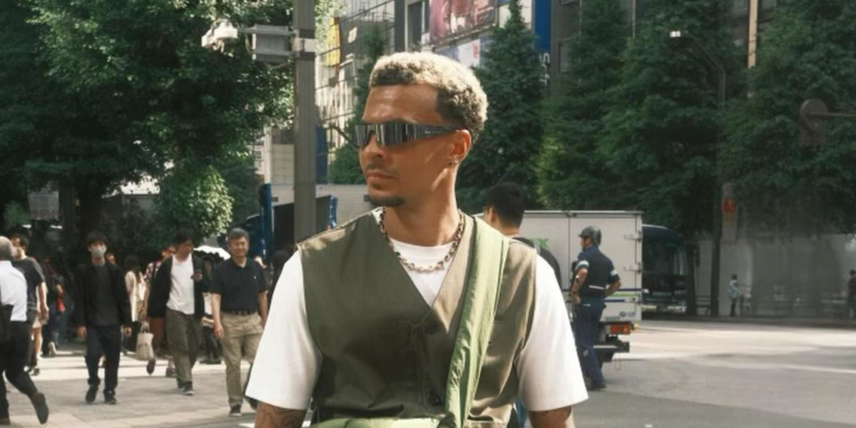 Footballer Dele Alli of Tottenham Hotspur was seen wearing black Balenciaga BB0041S 001 sunglasses in Japan, June 2024. Shop online now on Pretavoir