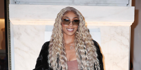 Basketball player DiJonai Carrington was seen wearing silver Miu Miu Rimless Runway MU 54YS 1BC10F sunglasses at the Skims New York Store opening party in December 2024. Shop online now on Pretavoir