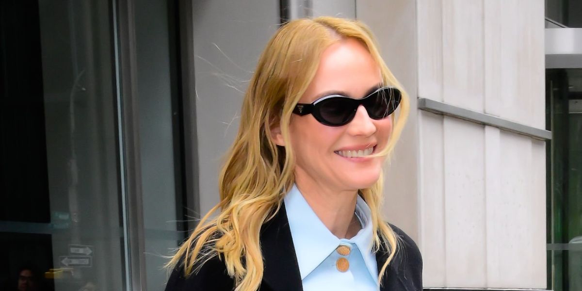 German actress Diane Kruger was seen wearing black Prada PR 26ZS 16K08Z cat eye sunglasses in New York City, April 2025. Shop online now on Pretavoir