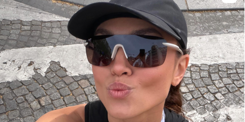 French model Diane Leyre was seen wearing white Maui Jim Palulu HS680-05 shield sunglasses in her Instagram reel, April 2026.