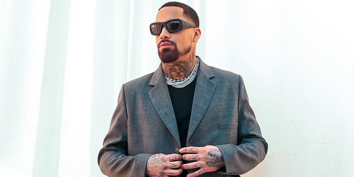 Athlete and tattoo artist Duke Riley was seen wearing Bottega Veneta BV1303S 001 intrecciato sunglasses during Paris Men's Fashion Week