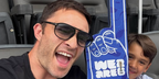 Ed Westwick was seen wearing black Tom Ford Jacob TF447 01P sunglasses with blue gradient lenses at the FIFA World Cup 2026.