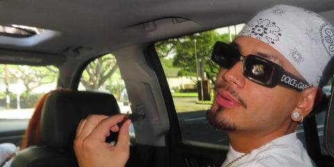 TikToker Eddie Zepeda was seen wearing black Dolce&Gabbana DG6187 501/87 rectangular sunglasses in his Instagram post, January 2025.
