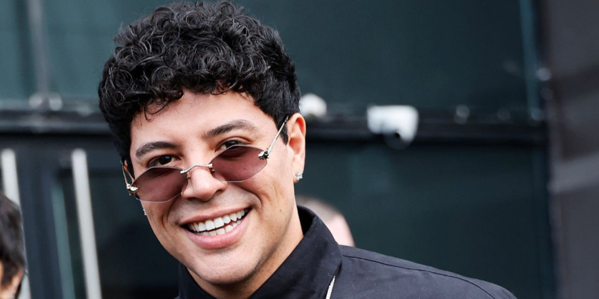 Mexican singer Eduin Caz of Grupo Firme was seen wearing Cartier Panthere CT0433S 001 sunglasses with grey gradient lenses during Paris Men's Fashion Week Fall/Winter 2026