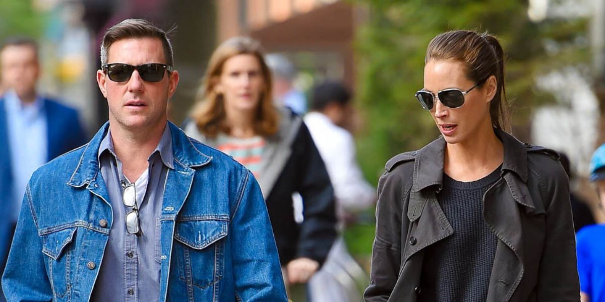 Actor Edward Burns, pictured with supermodel wife Christy Turlington, was seen wearing black Ray-Ban New Wayfarer 2132 901/58 Polarised sunglasses