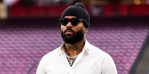 American football player Elijah Moore of the Cleveland Browns was seen wearing black Tom Ford Barron TF1179 01D Polarised sunglasses in his Instagram post, November 2025.