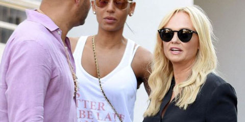 Baby Spice Emma Bunton was seen wearing black Ray-Ban RB 2180 601/71 round sunglasses