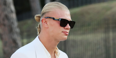 Footballer Erling Haaland was seen wearing black Dolce&Gabbana DG4465 501/87 sunglasses at the Dolce & Gabbana Alta Moda presentation in Rome, July 2025. Shop online now on Pretavoir
