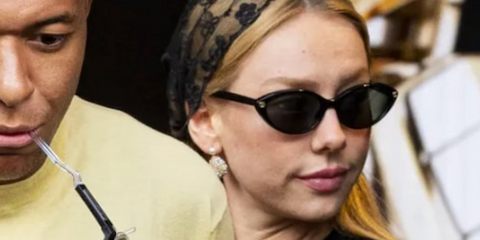 Ester Exposito was seen wearing black Gucci GG2110S 001 sunglasses in Paris, July 2026.