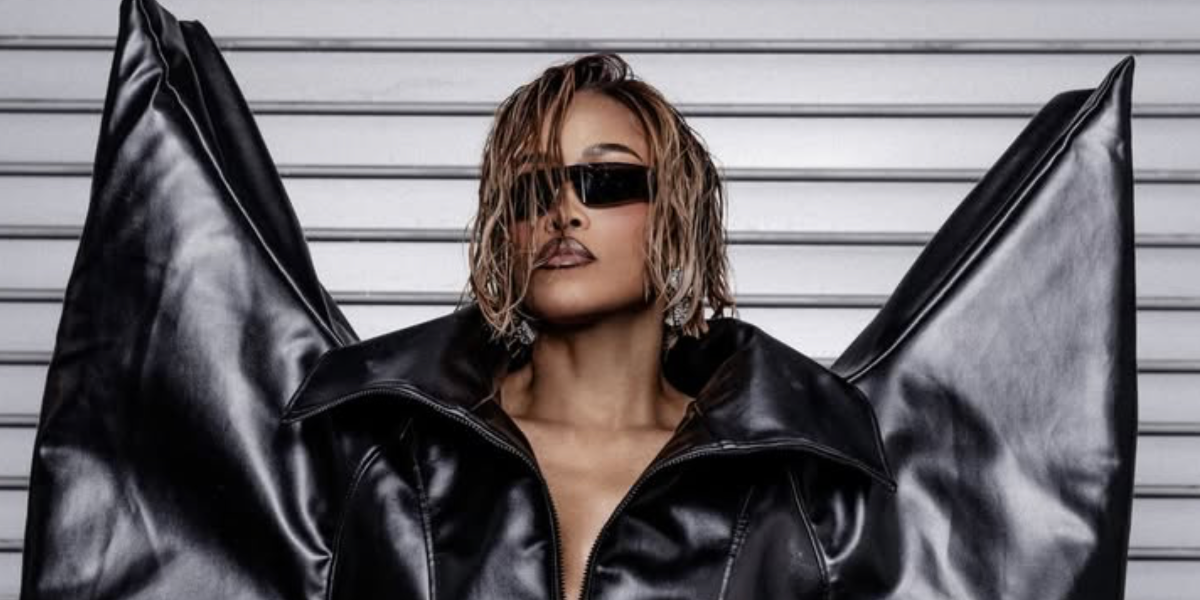 Singer and rapper Eve was seen wearing black Balenciaga BB0041S 001 Mono Rectangle sunglasses in a Numero Netherlands magazine feature, February 2026.