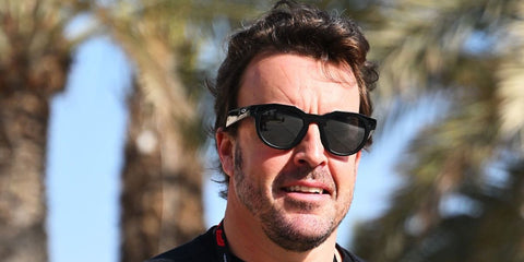 Fernando Alonso was seen wearing black Oakley Meta Hstn OW8002 03 Prizm Polarised Smart Glasses at the Formula  1 Testing in Bahrain, February 2026