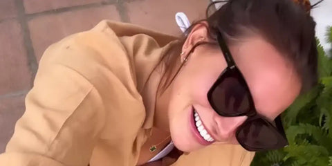 British television personality Ferne McCann was seen wearing black Saint Laurent Sun SL 214 Kate 001 scat eye sunglasses in Spain, shared on her Instagram post in October 2022 Shop online now on Pretavoir