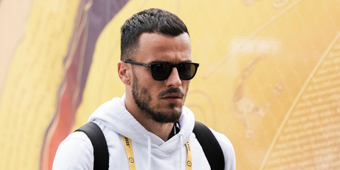 Serbian footballer Filip Kostic of Juventus FC was seen wearing black Saint Laurent Sun SL 28 Slim 001 sunglasses at the FIFA Club World Cup 2025. Shop online now on Pretavoir