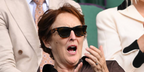 Fiona Shaw was seen wearing tortoiseshell Prada PR C07S 14L09Z sunglasses at the Wimbledon Tennis Championships 2026.