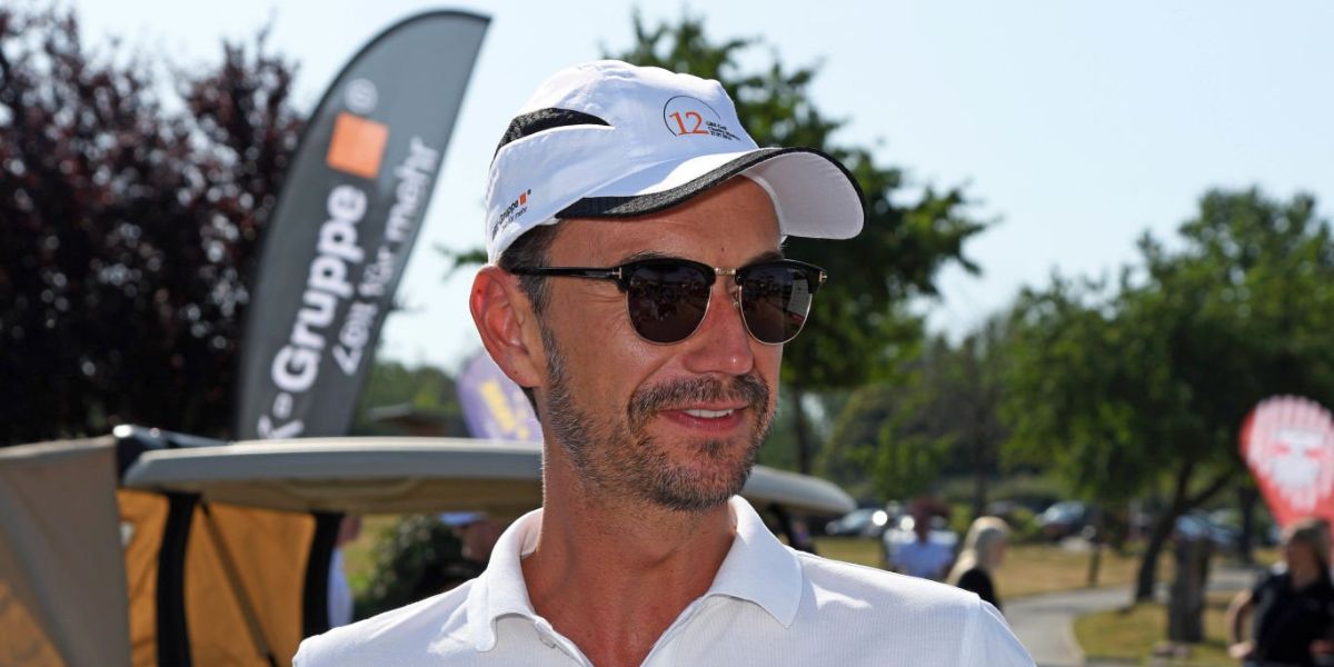 German TV presenter Florian Silbereisen was seen wearing black and gold Tom Ford Henry TF248 05N half-rim sunglasses during the 12th GRK Golf Charity Masters in Leipzig, Germany