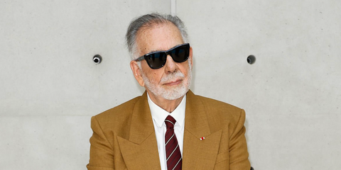 Filmmaker Francis Ford Coppola was seen wearing black Saint Laurent Sun SL 674 001 sunglasses at the Saint Laurent Menswear Spring/Summer 2026 fashion show during Paris Men's Fashion Week