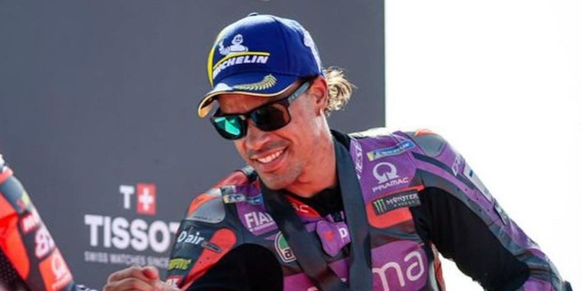 Franco Morbidelli wears Oakley Holbrook OO9102 F0 Matte Black Prizm Polarised sunglasses during the 2024 MotoGP season