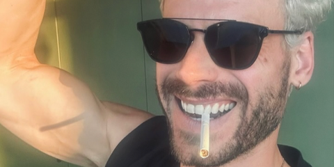 Canadian actor Francois Arnaud was seen wearing black Saint Laurent Sun SL 28 Metal 001 sunglasses in his Instagram post, April 2025.